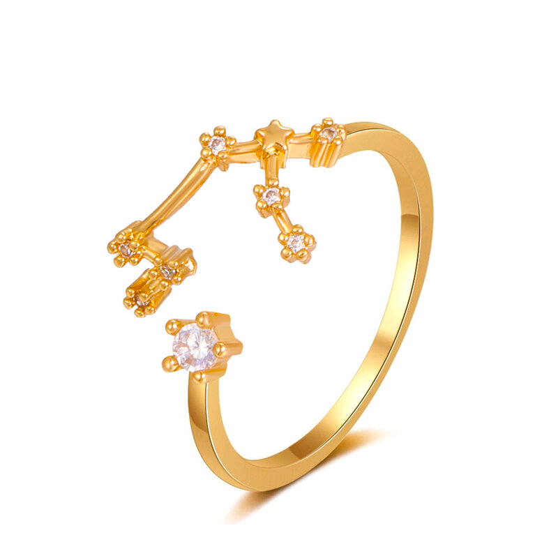 Simples coreano 12 constellation anel de jóias moda criativa cristal anéis para mulher jóias anel anel anel anel anel anel bague anillos presente aniversário
