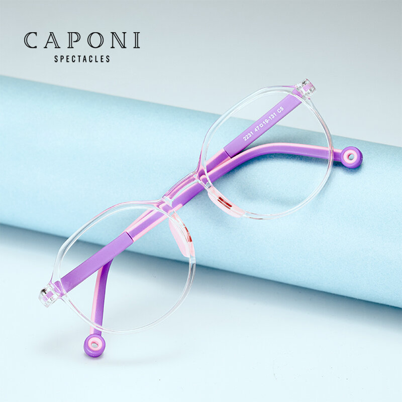 CAPONI-gafas con bloqueo de luz azul para niños, lentes ópticas con protección contra rayos UV, visión clara, F2231
