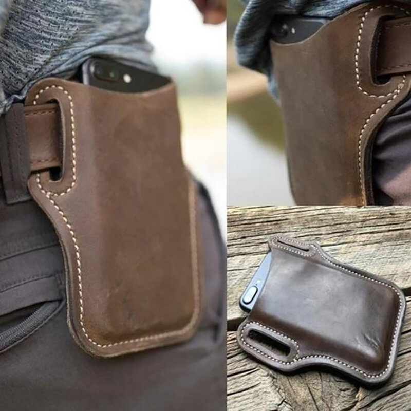 Fashion Small PU Waist Packs Men Belt Waist Bags pu Leather Mobile Phone Bag Men's Travel Waist Bags Leg Drop Bag 13 Styles