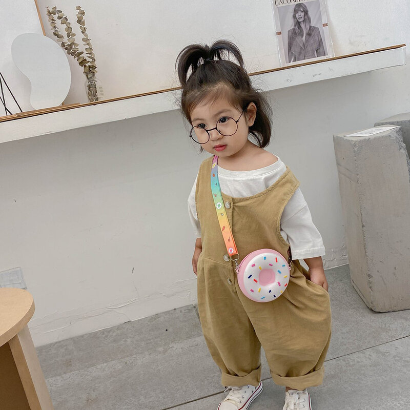 Детская силиконовая сумка через плечо, с пончиком, ярких цветов, дети девочки мальчик, 2020
