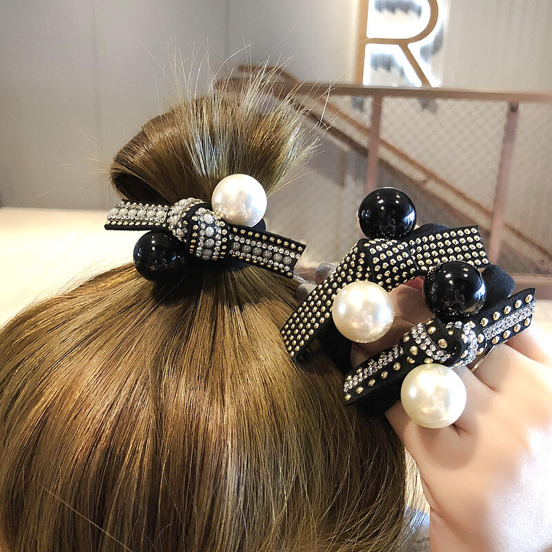 Coletero de goma con perlas para niña y mujer accesorios para el cabello 1 unidad 