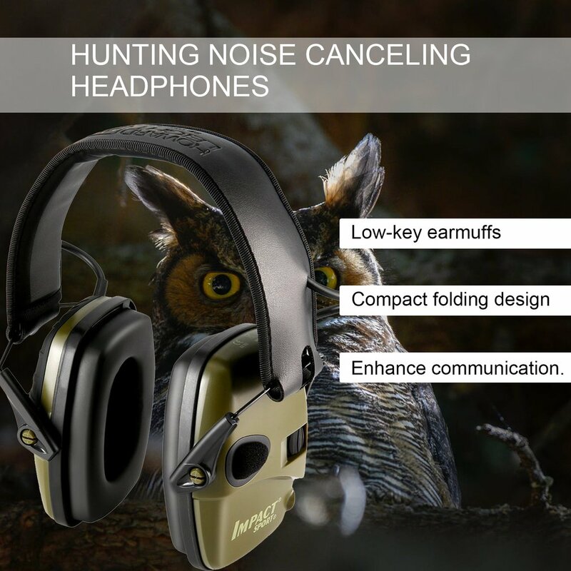 Anti-Noise Impact Sound Amplification ElectronicยิงEarmuffยุทธวิธีการล่าสัตว์การได้ยินชุดหูฟังป้องกันกีฬากลางแจ้ง