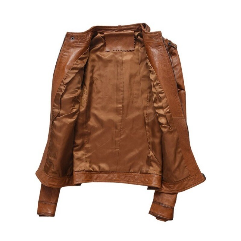 Женская куртка из шкуры ягненка, короткая винтажная тонкая офисная кожаная тонкая модель 100% года