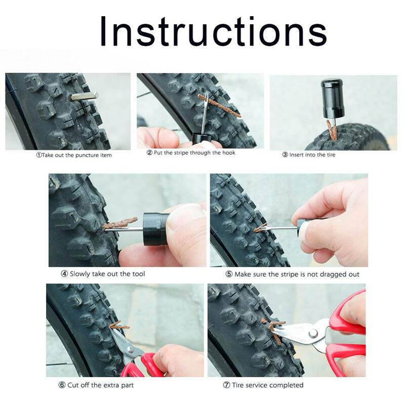 Tira de goma para reparación de neumáticos, herramienta de reparación de llanta de bicicleta de montaña y carretera, sin tubo, juego Simple, 5 uds.