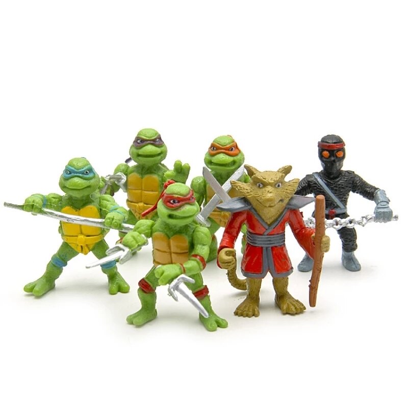 6 unids/bolsa encantador Mini tortugas acciones figura de dibujos animados juguetes para los niños muñeca de Anime figura juguetes para los niños