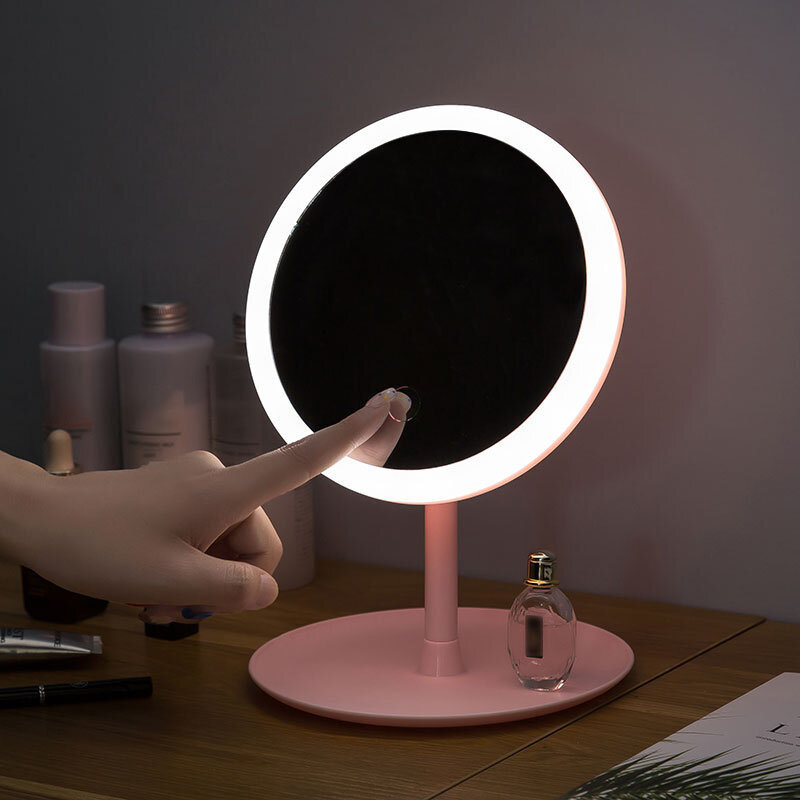 Espelho de maquiagem led m007 controle de toque inteligente iluminado maquiagem vaidade suporte de mesa anel de luz espelho de vaidade led uso usb