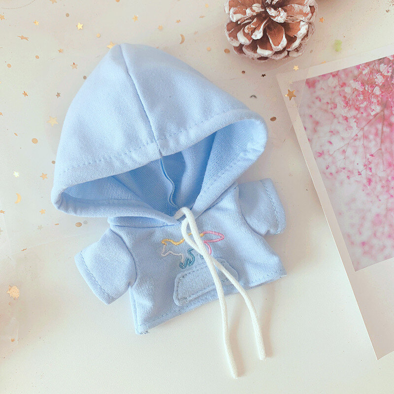 20CM cartoon star doll clothes the same as Xiao Zhan  blue pony hoodie set 20cm cotton stuffed doll accessories