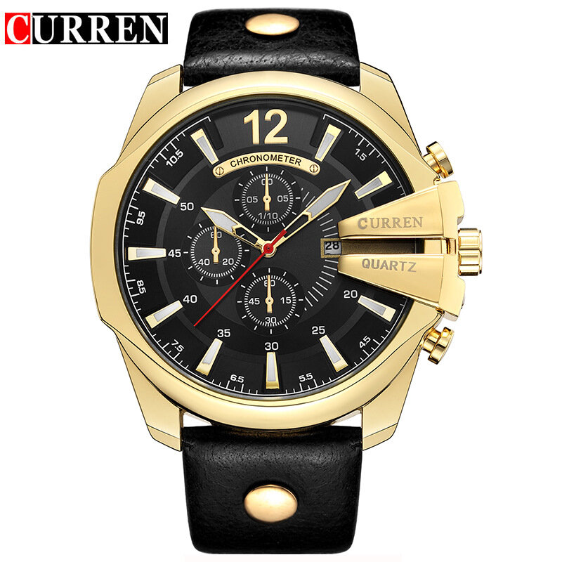 CURREN Hombres Reloj de pulsera Reloj de cuarzo masculino superior de la marca de lujo de Reloj para Hombres de cuero relojes con calendario de 8176