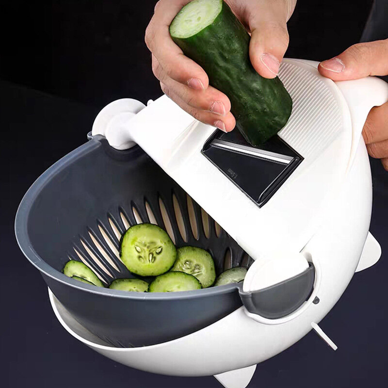 Coupe-légumes manuel rotatif multi-cuisine, avec égouttoir, lavage des légumes, panier à salade, spinner