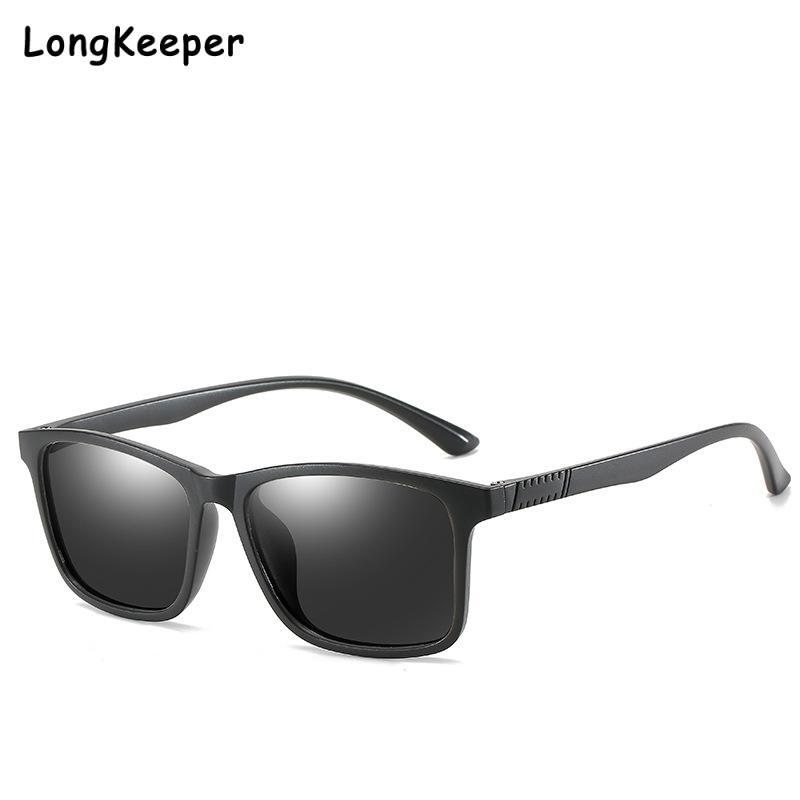 Peso leve tr90 polarizado óculos de sol dos homens clássico quadrado alta qualidade revestimento de condução quadro preto óculos de pesca uv400
