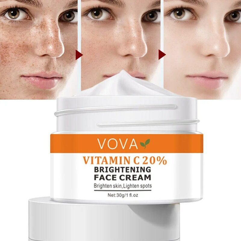 Crema facial de vitamina C para iluminar las manchas oscuras, crema hidratante facial brillante, crema de día y noche para todas las pieles
