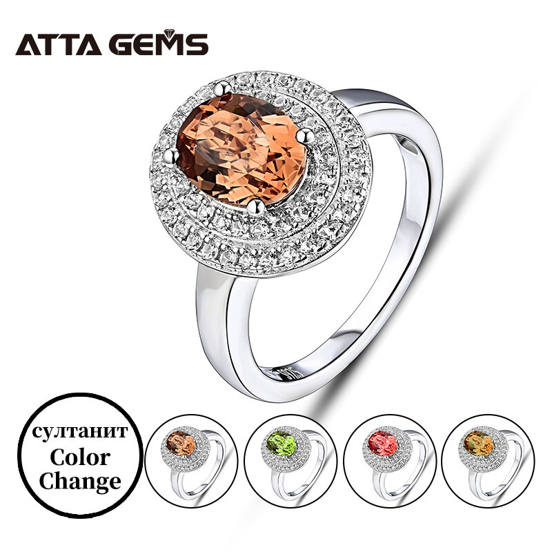 Zultanite-anillos de plata de ley 925 para mujer, joyas con cambio de Color, diasporo turco, estilo clásico, zafiro blanco, joyería de aniversario