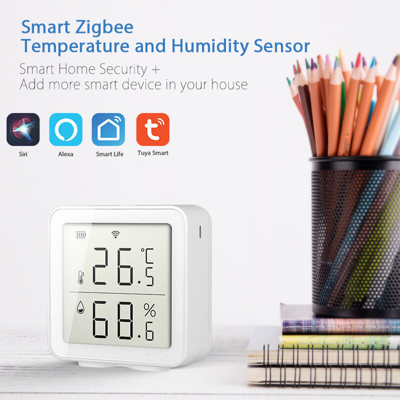 Датчик температуры и влажности Tuya Wi-Fi, умный гигрометр с дисплеем, поддержка Alexa Google Home