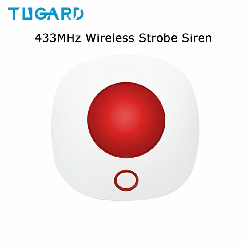 TUGARD SN10 Indoor Horn Siren 433MHz Wireless Flashing Strobe Light Siren for WIFI GSM Home Alarm Security System Red Color