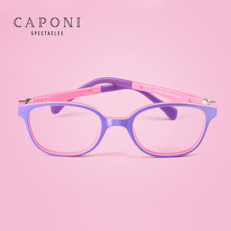 Okulary dziecięce CAPONI blokujące niebieskie światło ochronne okulary optyczne dziewczęce oryginalne marki lekkie okulary UV400 F1107