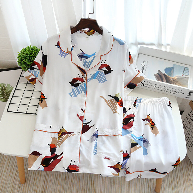 Pijama feminino de manga comprida em viscose, pijama novo estilo simples com mangas longas, serviço de casa para mulheres, primavera/verão 2020