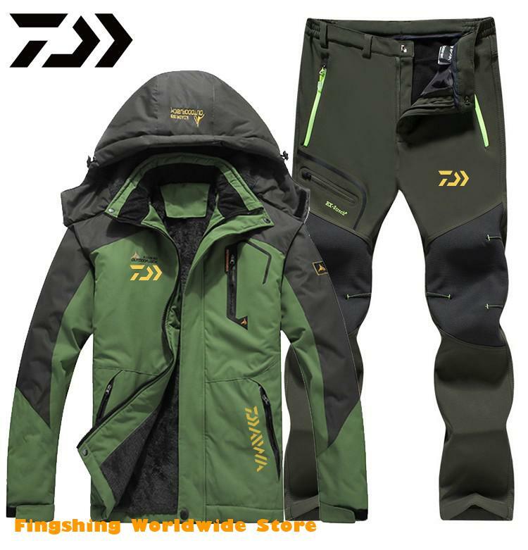 Daiwa-chaquetas de pesca impermeables para hombre, ropa cálida de lana de alta calidad, trajes de pesca al aire libre, otoño e invierno, L-5XL