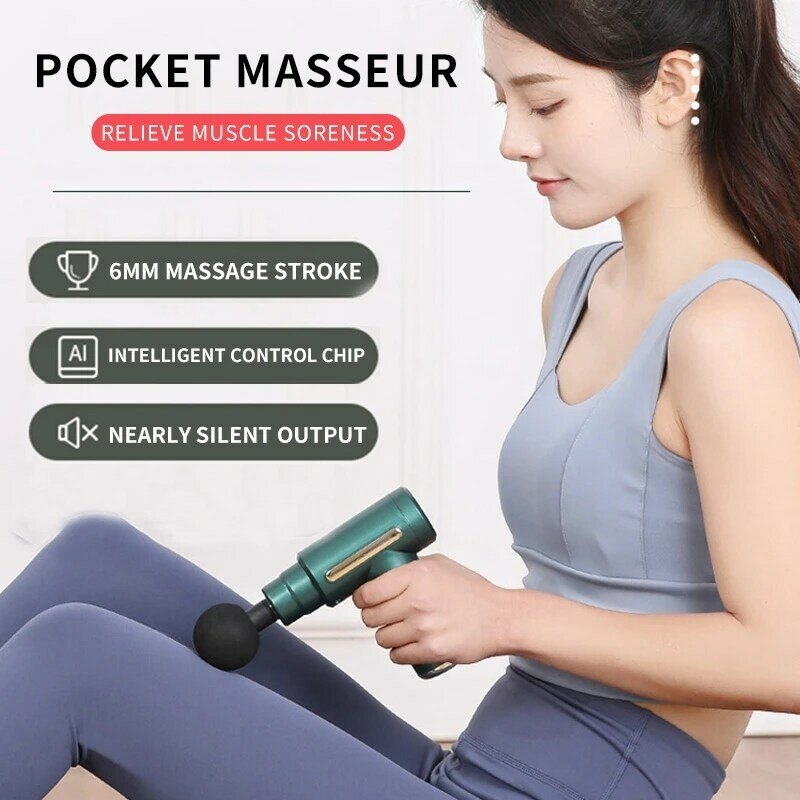 Alta frequência mini pistola de massagem profunda tecido percussão fáscia arma para pescoço muscular corpo relaxamento magro alívio da dor portátil