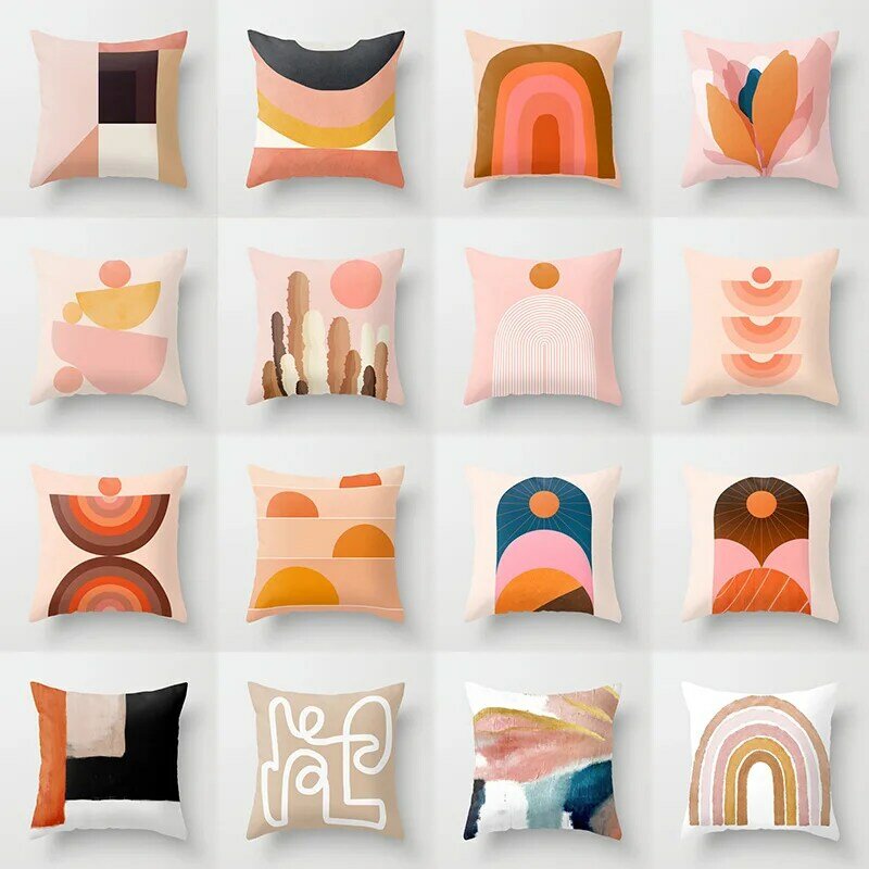 Penutup Bantal Matahari Abstrak Garis Minimal untuk Kursi Sofa Rumah Sarung Bantal Dekoratif Sarung Bantal Sofa Pola Abad Pertengahan