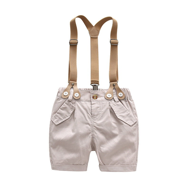 Abbigliamento per bambini di marca Yg 2021 nuovo Set di abiti estivi, pantaloncini con cinturino a maniche corte in cotone scozzese da ragazzo, abito da gruppo per bambini