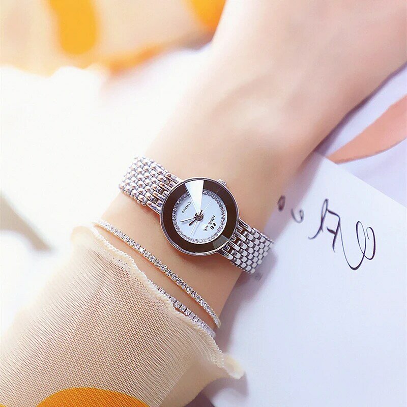 Bs marca superior relógios femininos moda de luxo relógio cristal strass dial quartzo analógico senhoras vestido reloj mujer