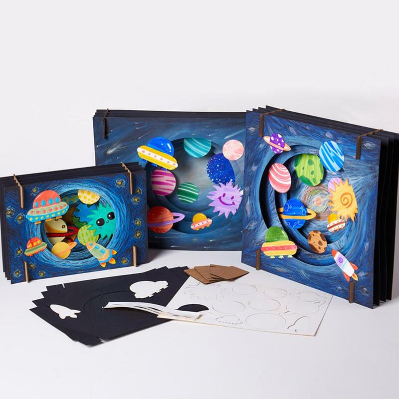 Kuulee DIY 3D Creative Starry Sky Painting Paper Artware Pack Gifts Toys for Children