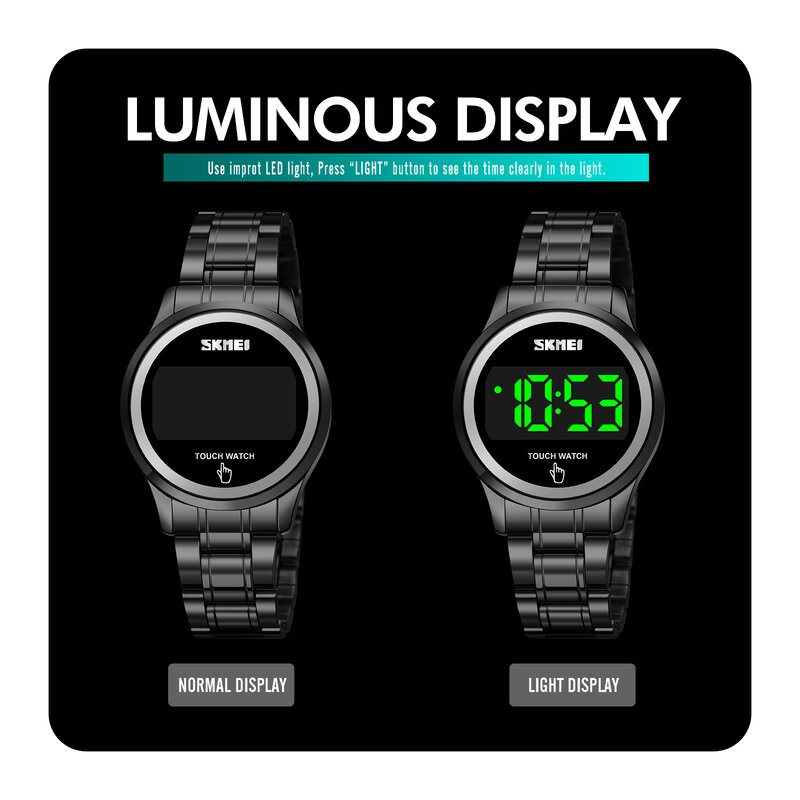 Luxus Digitale Uhr Mode frauen Kleid Armbanduhr Edelstahl Quarz Uhren Led Licht Ursprünglichen Marke SKMEI Stunden