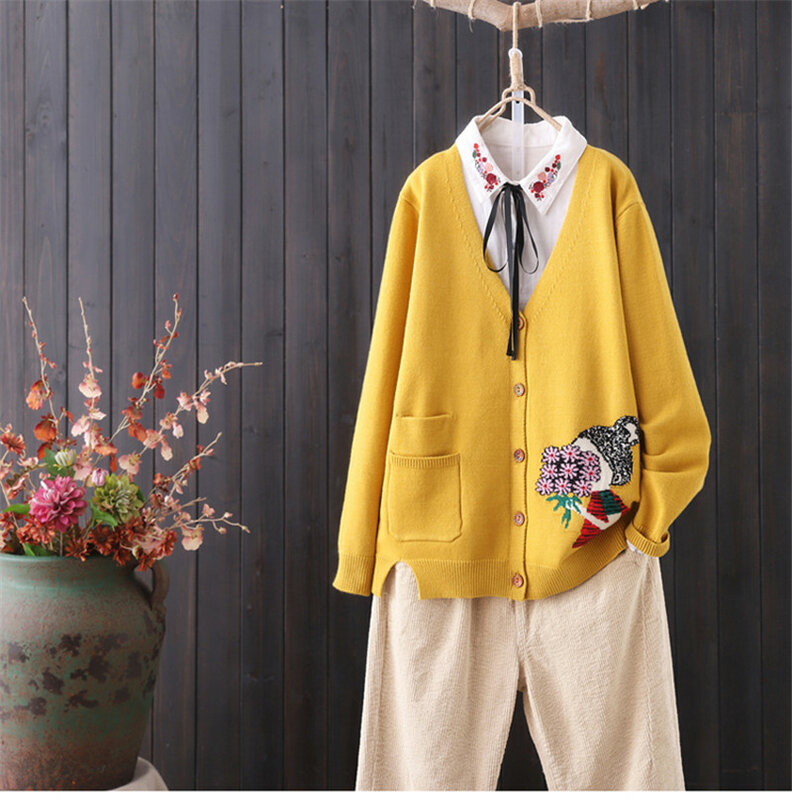 LEDEDAZ Mode frauen Pullover 2020 Herbst Winter Tops Casual V-ausschnitt Stricken Strickjacke Dicken Pullover Mantel Baumwolle