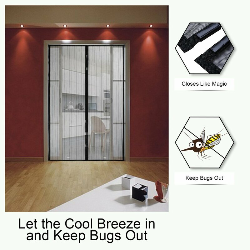 1 Set Tirai Jaring Serangga Lalat Anti Nyamuk Musim Panas Tirai Pintu Dapur Layar Jaring Nyamuk Pintu Penutup Otomatis