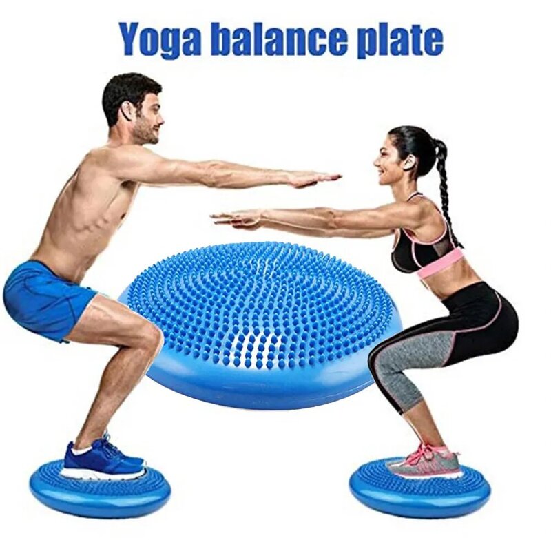 Balles de Yoga gonflables, tapis de Massage avec roue de stabilité et d'équilibre, coussin à disque, Durable, universel, pour l'entraînement physique, bleu