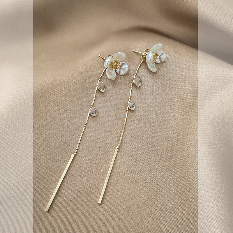 Flower Shell Earrings Niche Design Long Tassel Earrings 2021new Trendy Korean Fan Lady Ear Rings