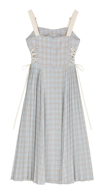 슬링 드레스 여성 드레스 새로운 여름 Vestidos 슬림 허리 격자 무늬 붕대 프랑스 어깨 끈이 없는 섹시한 우아한 드레스, 2021