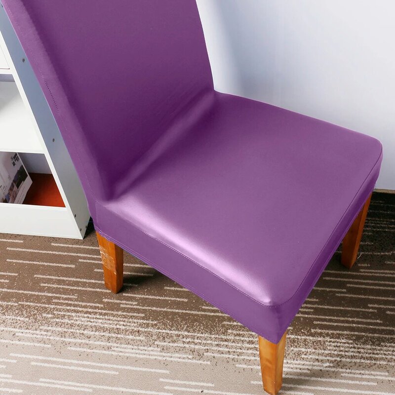 Impermeável cadeira capa para sala de jantar, Seat Protector, PU Leather Slipcovers, Stretch cadeira Covers, Spandex Seat Case