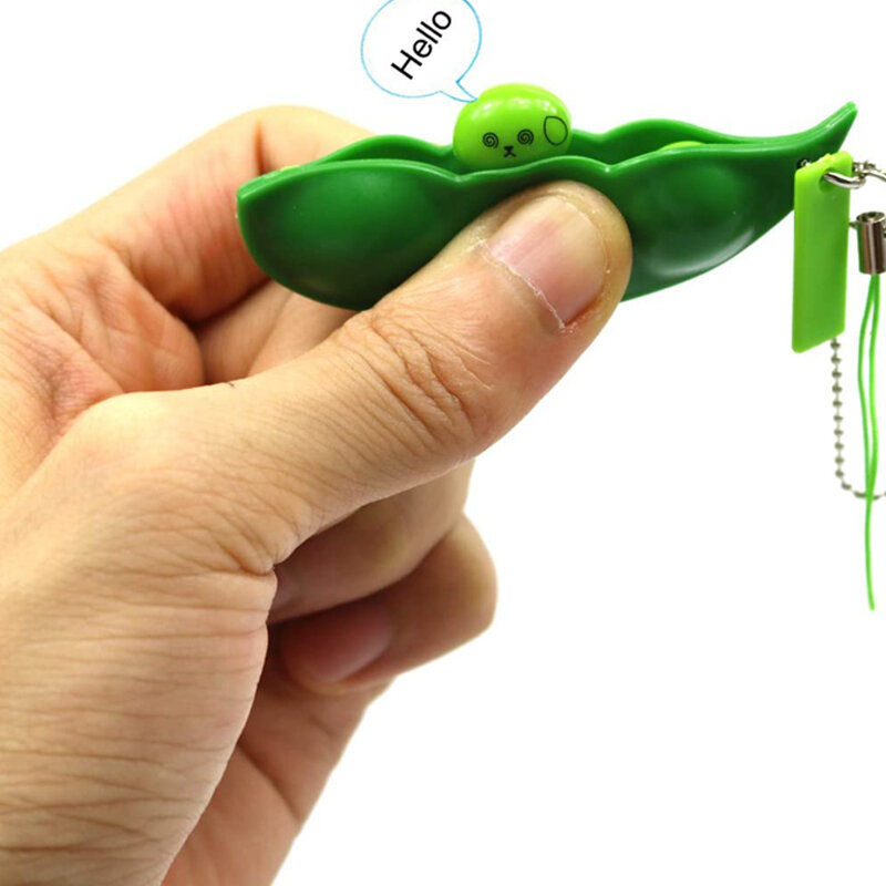 Zabawki typu Fidget fasola 1 sztuk zielony niebieski żółty czerwony kreatywne prezenty dekompresja Edamame Squishy wycisnąć Peas stres gumowy brelok