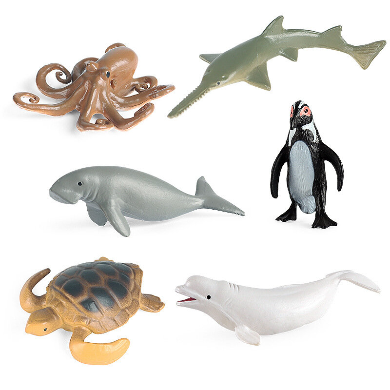 Figura de acción de PVC para niños, juguete educativo de simulación de Mini modelo prereligioso de Vida Marina, tiburón, ballena, tortuga marina, Nautilus