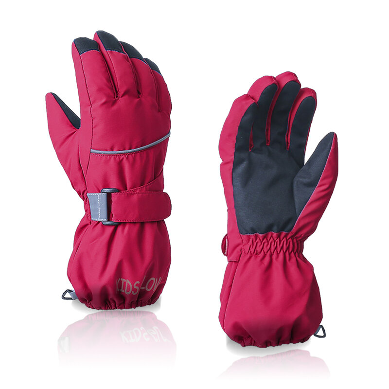 Высококачественные водонепроницаемые детские лыжные перчатки, черные детские зимние теплые синие перчатки с пальцами для мальчиков и дево...