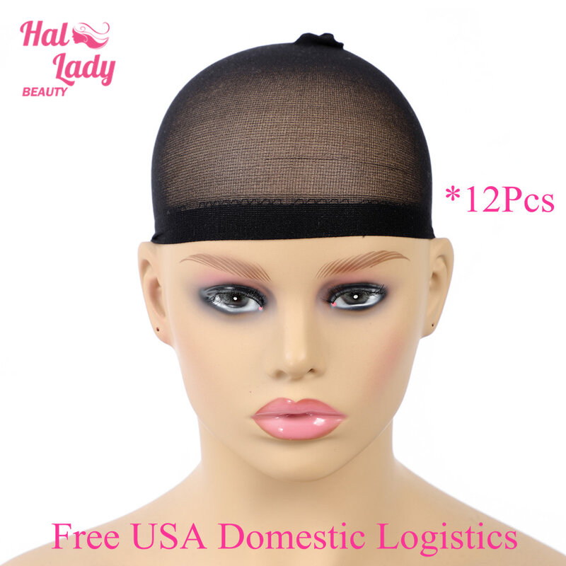 12 [Wig Topi Rambut Bersih untuk Menenun Hairpiece Jaring Mesh Peregangan Wig Topi untuk Membuat Wig Gratis Ukuran Rambut Pirang coklat Nude Warna