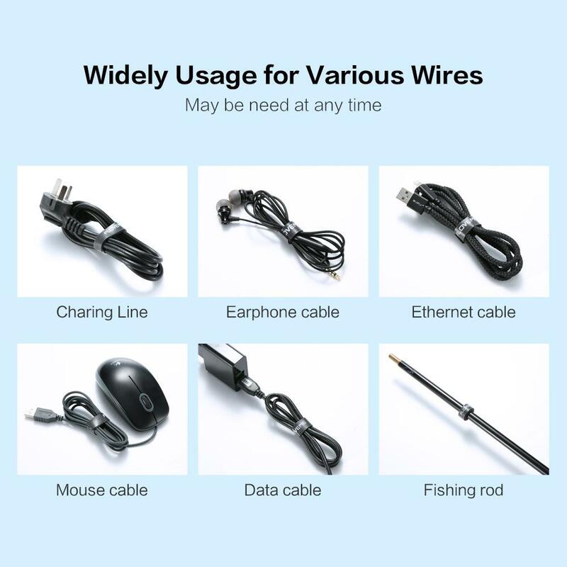 5m Cable Wire Winder Management for PC Mouse Earphone Ties Reusable Rope Organizer Strap Arrange Hoop Magic Tape Cord Fasteners