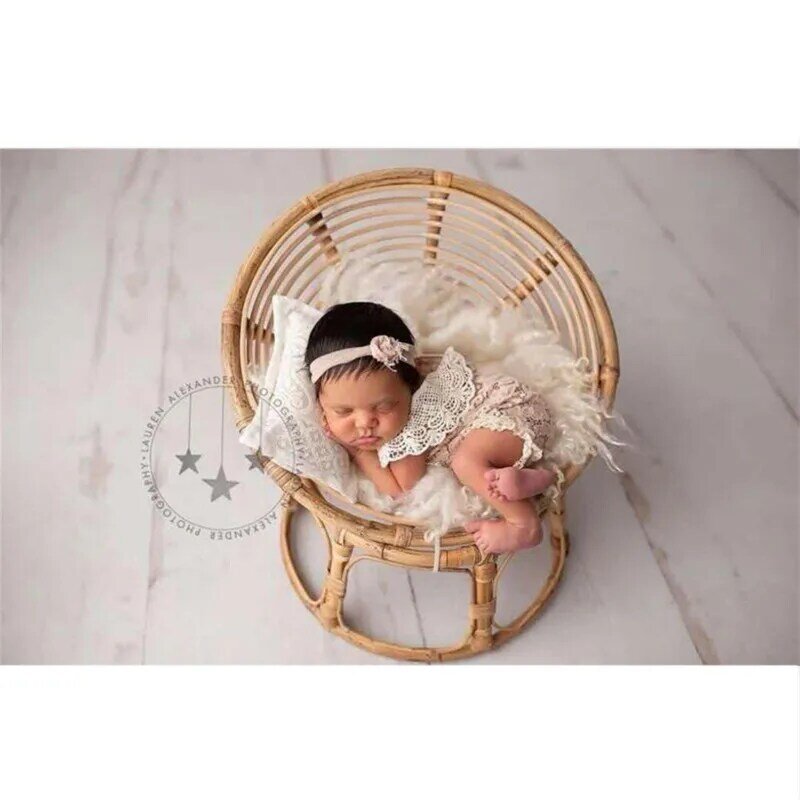 Adereços para fotografia de bebê, cesta feita à mão, vintage, cadeira de bambu, adereços para tirar foto de recém-nascido, infantil