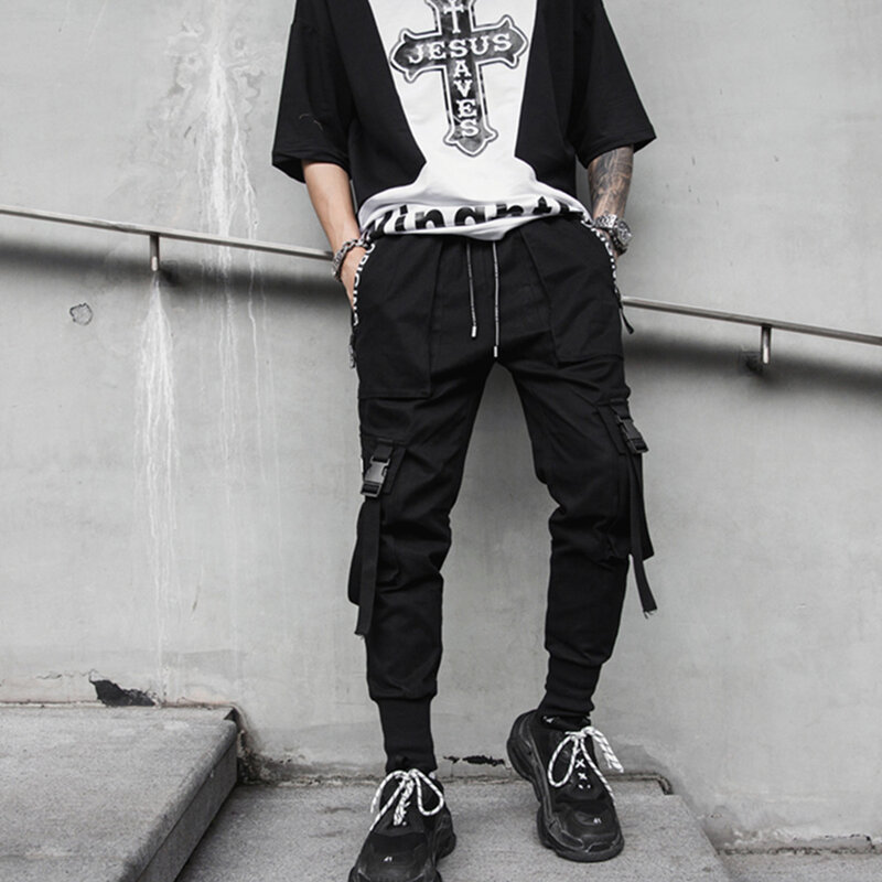 pantalones para correr negros ropa de calle de estilo coreano #Light blue Pantalones harén vaqueros de estilo Hip Hop para hombre y mujer ropa Harajuku k-pop XYX 