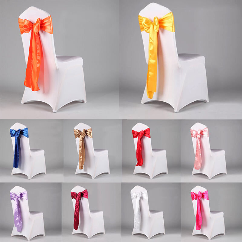 Shiny Satin Sashes Chair Cover Sash Wider Fuller Bows Engagement Wedding Party Table Chair Back Clean Funny Fashion Decoration