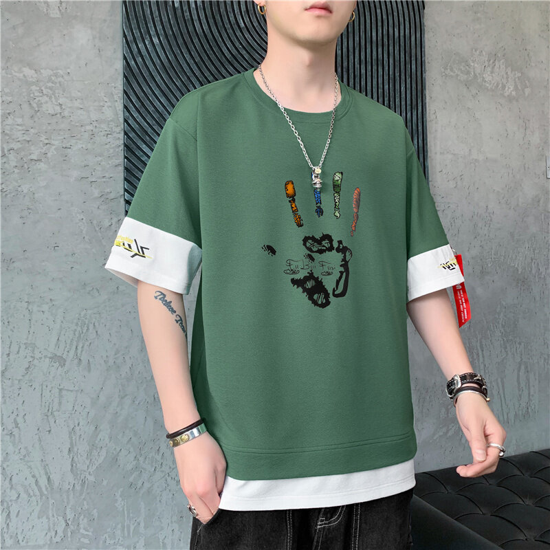 Primavera e estate 2021 Harajuku maglietta a maniche lunghe Hip-hop street indossando maglietta mezza manica maglietta stampata sport e leis