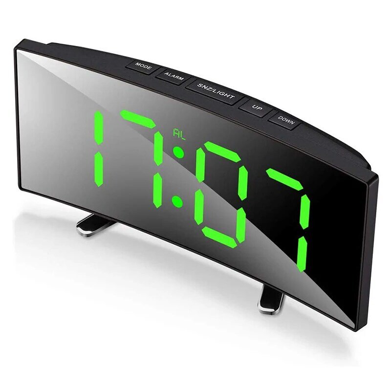 Despertador de mesa Digital para habitación de niños, reloj electrónico de mesa con números grandes, curvado, LED, Sn