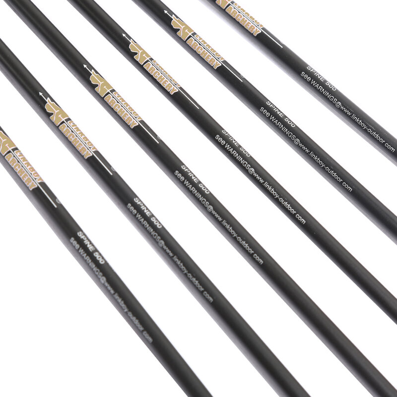 12pçs linkboy flechas de carbono, eixo sp400-1000 4 polegadas pena de peru 80g pontas para arco composto recurvo tiro