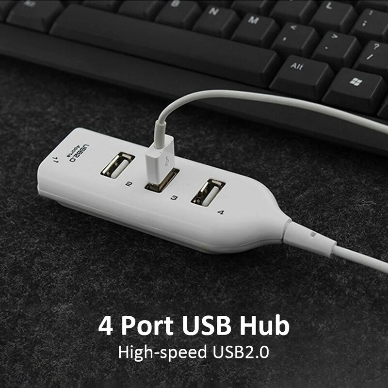 USB Hub 5Mbps Adaptor Ekspander Multi USB 2.0 Kecepatan Tinggi Klasik Praktis Multifungsi 4 Port Pemisah Komputer