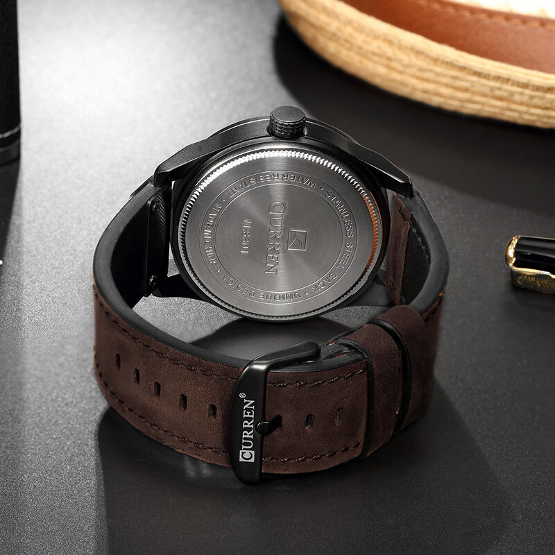 Curren-reloj deportivo militar de cuarzo para hombre, cronógrafo de pulsera de cuero de lujo, resistente al agua, nuevo