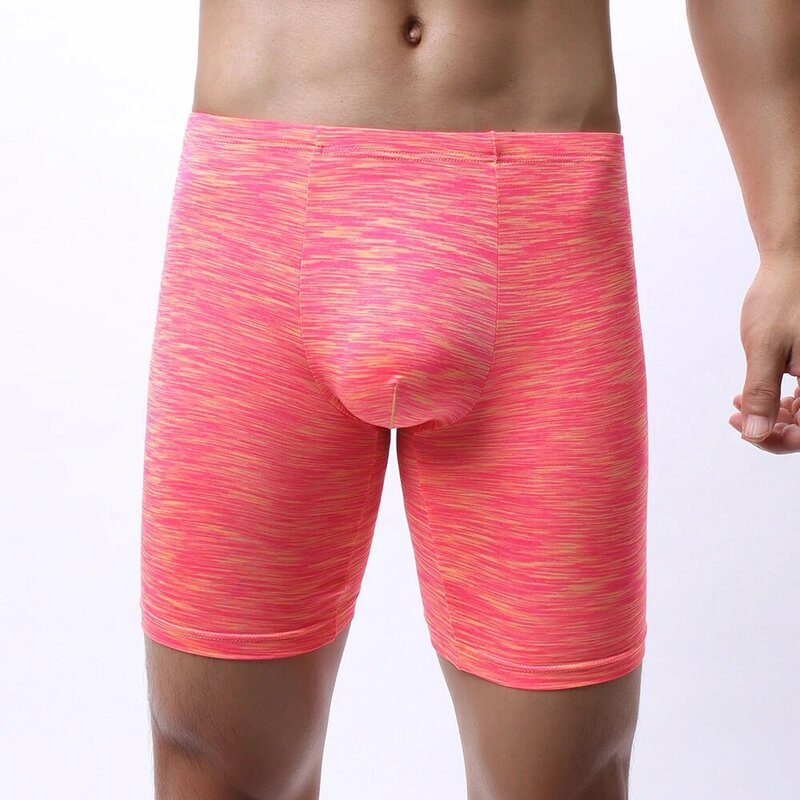 ผู้ชายเซ็กซี่ยืดยาวนักมวย Boxer ชุดชั้นในกางเกงขาสั้นกางเกงกางเกง Breathable กางเกงขาสั้นผ้าฝ้าย
