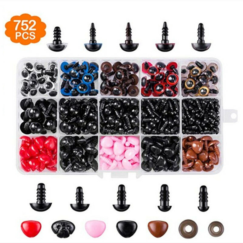 752pcs 6-14mm Colors Plastic Crafts Safety Eyes For Teddy Bear Dolls Soft Toy Nose Making Animal Amigurumi DIY Doll Accessories