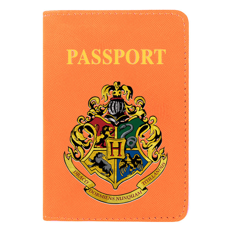 Classic Fashion Magic Academy Logo Printing Women Men Passport Cover Pu Leather Travel ID Credit Card Holder Pocket Wallet Bags