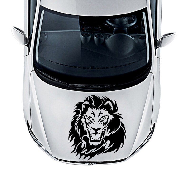 Autocollant de voiture imperméable et pare-soleil, décoration de fenêtre de capot de Lion de tête de voiture, autocollant Mural Animal détachable en pvc de 20cm * 20cm